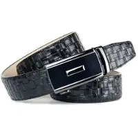 Anthoni Crown Ledergürtel , Herren, Gr. 85, schwarz, Leder, gemustert, Gürtel Ledergürtel, mit Flechtmuster-Prägung