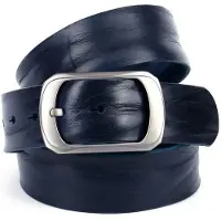 Anthoni Crown Ledergürtel , Damen, Gr. 95, blau, Leder, unifarben, Gürtel Ledergürtel, Jeansgürtel genarbt