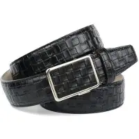 Anthoni Crown Ledergürtel , Herren, Gr. 90, schwarz, Leder, gemustert, Gürtel Ledergürtel, geprägtes Flechtmuster, Oberfläche dezent glänzend