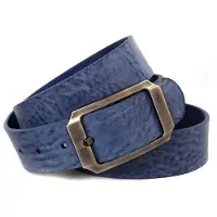 Anthoni Crown Ledergürtel , Herren, Gr. 85, blau, Leder, unifarben, Gürtel Ledergürtel, Vollledergürtel mit Schließe in schwarz-Metallic