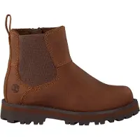 Timberland Unisex für Kinder. TB0A28PC3581 Braune Courma Chelsea-Lederstiefel (24), Wohnung, Reißverschluss, Klettverschluss, Lässig, Kinder