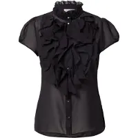 St. Tropez Chiffonbluse SAINT TROPEZ "LiljaSZ SS Shirt", Damen, Gr. XXL, schwarz, Chiffon, Obermaterial: 100% Polyester, leicht transparent, unifarben, normal, Blusen Chiffonbluse
