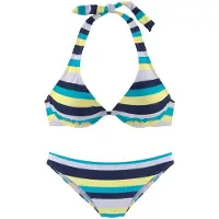 Venice beach Bügel-Bikini , Damen, Gr. 36, Cup B, bunt (marine, gelb, gestreift), Polyamid, gestreift, Bikini-Sets Bügel-Bikini, mit herausnehmbaren Softcups