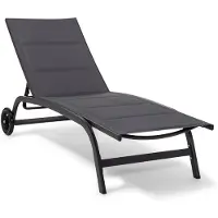 Blumfeldt Sonnenliege, Gartenliege mit verstellbarer Rückenlehne, Liegestuhl mit Rahmen aus Aluminium, Lounger mit wasserfesten Bezügen, mit Bodenrollen, Typ: Limala, schwarz