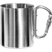 Gadget Master Outdoor-Tasse, Edelstahl, Karabinergriff, doppelwandig, 300 ml, Silber