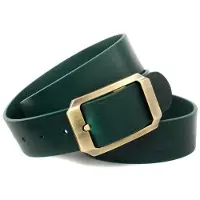 Anthoni Crown Ledergürtel , Herren, Gr. 85, grün, Leder, unifarben, Gürtel Ledergürtel, mit messingfarbener Schließe