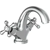 Schutte ELK Waschtischarmatur mit Zugstange, Wasserhahn Bad mit Ablaufgarnitur Waschbecken, Chrom
