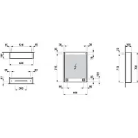 Laufen Frame 25 Spiegelschrank, Beleuchtung senkrecht, Anschlag rechts, 750x150x600
