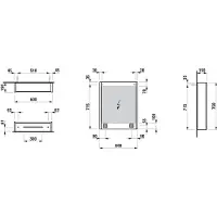 Laufen FRAME 25 Spiegelschrank, Beleuchtung senkrecht, Ambiente Licht, 750x600, Anschlag rechts, H4084529001441, Ausführung: Seitenteile verspiegelt