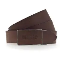 Mustang Koppelgürtel "Lucas", Herren, Gr. 120, middle braun, Rindsleder, unifarben, Gürtel Koppelgürtel, mit Logoschriftzug, aus Rindsleder, leicht genarbte Oberfläche