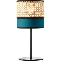 Brilliant Lampe Dayanara Tischleuchte blau/rattan | 1x A60, E27, 60W, geeignet für Normallampen (nicht enthalten) | Mit Schnurzwischenschalter