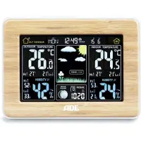 ADE WS 1703, Holz, Innen-Hygrometer, Innen-Thermometer, Außen-Hygrometer, Außen-Thermometer, Hygrometer, Thermometer, Hygrometer, Thermometer, Acrylnitril-Butadien-Styrol (ABS), Bambus, 20 - 95%