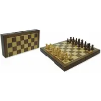 HOT Games Schachspiel – zusammenklappbar – braun – 23 cm x 23 cm