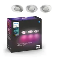 Philips Hue White and Color ambiance 3er-Set Xamento Einbauspot, Bluetooth/Zigbee, Chrom, LED, GU10, Multi, 2000 K