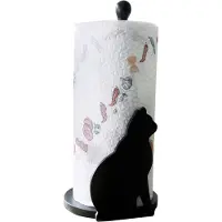 Maximex Küchenrollenhalter "Modell Katze", schwarz, H:30cm Ø:15cm, Massivholz, Küchenrollenhalter, Küchenrollenhalter, Papierrollenhalter, stehend, für alle handelsüblichen Küchenrollen