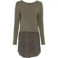 Bonprix 2-in-1-Pullover "Feinstrickpullover mit Rockansatz" im Materialmix, mit geblümten Rockansatz, bequem