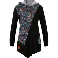 Bonprix Langarmshirt , Damen, Gr. 44/46 (L), bunt (schwarz sonstige), Obermaterial: 100% Baumwolle, slim fit, Shirts Langarmshirt, aus Baumwolle, Slim Fit, mit Zipfelsaum