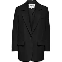 ONLY Longblazer "ONLLANA-BERRY L/S OVS BLAZER TLR NOOS", Damen, Gr. 38 (M), schwarz, Web, Obermaterial: 87% Polyester, 13% Elasthan, unifarben, oversize, Blazer Longblazer