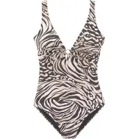 Bruno Banani Badeanzug , Damen, Gr. 38, Cup A/B, braun (braun, bedruckt), Microfaser, Polyamid, bedruckt, Badeanzüge Badeanzug, in trendigem Animalprint