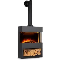 Klarstein Elektrokamin, Elektro Heizungen für Wohnzimmer & Innenräume, Elektrischer Kamin mit LED Flammen, Freistehender Kamin, Heizlüfter mit Timer, Einstellbarer Thermostat, Heizung 1800 W