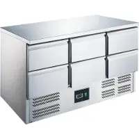 Saro Kühltheke ES 903 S/S, Edelstahl, Stabiler Kühltisch mit digitaler Temperaturkontrolle, 1 Kühltheke, 6 Schubladen