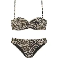 Bruno Banani Bügel-Bandeau-Bikini , Damen, Gr. 40, Cup D, braun (braun, bedruckt), Microfaser, Polyamid, bedruckt, Bikini-Sets Bügel-Bandeau-Bikini, in trendigem Animalprint