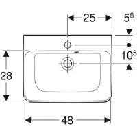Geberit Handwaschbecken Renova Plan 50x38cm, HL mi, m asymetrischem Ü, w K-T