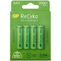 GP Batteries ReCyko, Wiederaufladbarer Akku, AA, Nickel-Metallhydrid (NiMH), 1,2 V, 4 Stück(e), 2600 mAh