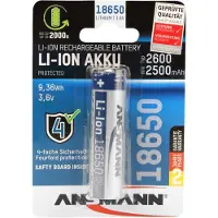 Ansmann 18650 Li-Ion Akku (3.6V, 2600 mAh) mit Safetyboard, Taschenlampe etc.