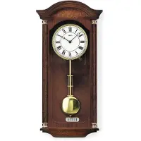 AMS 5014/1 Wanduhr Funk Funkwanduhr mit Pendel Holz nussbaum farben Pendeluhr