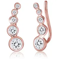 Elli Paar Ohrstecker "Ohrringe Ohrklemme Earclimber, mit Kristallen von Swarovski" Gr. 17, rosa (rosegold), Ohrringe, Damen, 17, Silber 925 (Sterlingsilber), Paar Ohrstecker