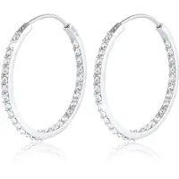 Elli Paar Creolen "Ohrringe Creolen Rund Kristalle Funkelnd Silber", silber, Ohrringe, Damen, mit Stein, Silber 925 (Sterlingsilber), Paar Creolen