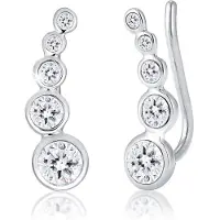Elli Paar Ohrstecker "Ohrringe Ohrklemme Earclimber, mit Kristallen von Swarovski" Gr. 17, silber, Ohrringe, Damen, 17, Silber 925 (Sterlingsilber), Paar Ohrstecker