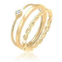 Elli Ring-Set "Ring Ring-Set mit 925 Silber, mit Kristallen von Swarovski" Gr. 58, gold, Fingerringe, Damen, 58, Silber 925 (Sterlingsilber), Ring-Set