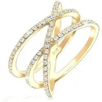 Elli Silberring "Ring Verschlungen Kristalle 925 Silber" Gr. 56, gold, Fingerringe, Damen, 56, Silber 925 (Sterlingsilber), Silberring