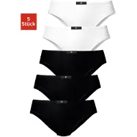 H.I.S. Slip H.I.S, Damen, Gr. 58, Jersey, schwarz-weiß (schwarz, weiß), Jersey, Obermaterial: 95% Baumwolle, 5% Elasthan, unifarben, körpernah, Unterhosen Slip, aus elastischer Baumwoll-Qualität