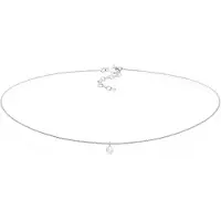 Elli Choker "Halskette Choker mit Anhänger Mondstein Rund 925 Silber" Gr. 36, silber, Halsketten, Damen, mit Steinen, Silber 925 (Sterlingsilber), Choker