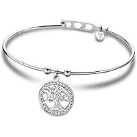 Lotus Armreif "Urband Woman - Baum des Lebens", silber (edelstahlfarben, kristallweiß, kristallweiß), Armbänder, Damen, Edelstahl, Armreif, mit Glasstein