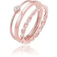 Elli Ring-Set "Ring Ring-Set mit 925 Silber, mit Kristallen von Swarovski" Gr. 58, rosa (rosegold), Fingerringe, Damen, 58, Silber 925 (Sterlingsilber), Ring-Set