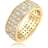 Elli Silberring PREMIUM "Ring Microsetting Zirkonia Weiß 925 Sterling Silber" Gr. 58, gold, Fingerringe, Damen, 58, Silber 925 (Sterlingsilber), Silberring