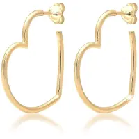 Elli Paar Creolen "Ohrringe Creolen Herz Liebe Verspielt 925 Silber" Gr. 30, gold, Ohrringe, Damen, 30, ohne Stein, Silber 925 (Sterlingsilber), Paar Creolen