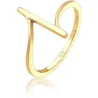 Elli Silberring "Ring Geo Form Geschwungen 925 Sterling Silber" Gr. 58, gold, Fingerringe, Damen, 58, Silber 925 (Sterlingsilber), Silberring