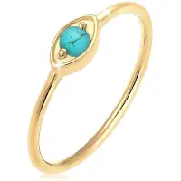 Elli Silberring "Ring Evil Eye Talisman Symbol mit Türkis 925 Silber" Gr. 58, gold, Fingerringe, Damen, 58, Silber 925 (Sterlingsilber), Silberring