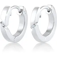 Elli DIAMONDS Paar Creolen "Ohrringe Creolen Basic Diamant (0.03 ct.) 925 Silber", weiß, Ohrringe, Damen, Silber 925 (Sterlingsilber), Paar Creolen