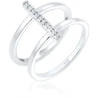 Elli Silberring "Ring GLas Kristalle Weiß 925 Sterling Silver" Gr. 56, silber, Fingerringe, Damen, 56, Silber 925 (Sterlingsilber), Silberring
