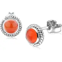 Nenalina Paar Ohrstecker "Ohrringe Karneol Geburtsstein Juli Trend 925 Silber", orange, Ohrringe, Damen, mit Stein, Silber 925 (Sterlingsilber), Paar Ohrstecker