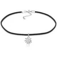 Elli Choker "Halskette Choker mit Anhänger Edelweiss 925 Sterling Silber" Gr. 32, silber, Halsketten, Damen, ohne Stein, Silber 925 (Sterlingsilber), Choker