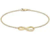 Elli Armkette "Armband Infinity/Unendlichkeit mit Zirkonia 925 Silber" Gr. 190, gold, Armbänder, Damen, 190, Silber 925 (Sterlingsilber), Armkette