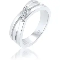 Elli DIAMONDS Verlobungsring ELLI DIAMONDS "Ring Bandring Diamant Weiß Brillantschliff (0.015 ct) 925 Sterling Silber" Gr. 58, silber, Fingerringe, Damen, 58, Silber 925 (Sterlingsilber), Verlobungsring