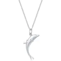Elli Kette mit Anhänger "Halskette Anhänger Delphin 925 Sterling Silber" Gr. 45, silber, Halsketten, Damen, ohne Stein, Silber 925 (Sterlingsilber), Kette mit Anhänger